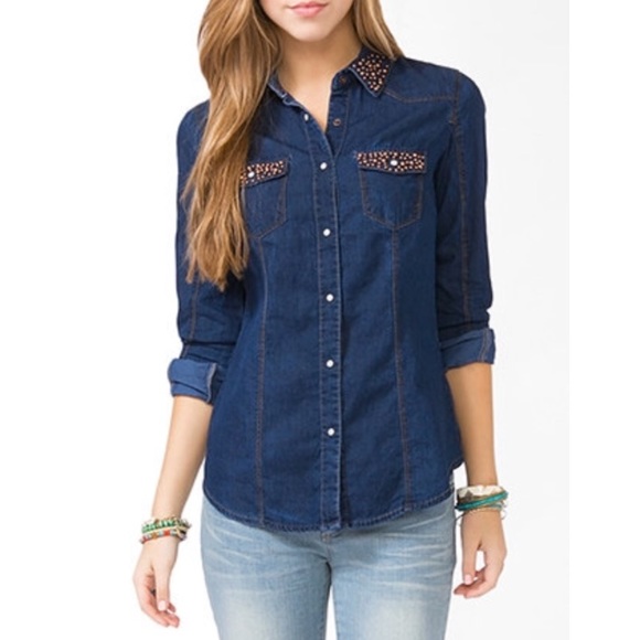 forever 21 denim shirt